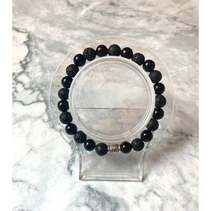 Unisex Black Obsidian and Lava Bracelet